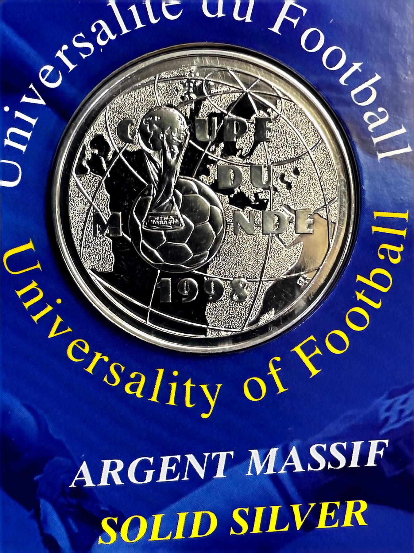 回流0110 法国1997年98世界杯足球赛1法郎纪念银币卡册 12克90%银25万枚