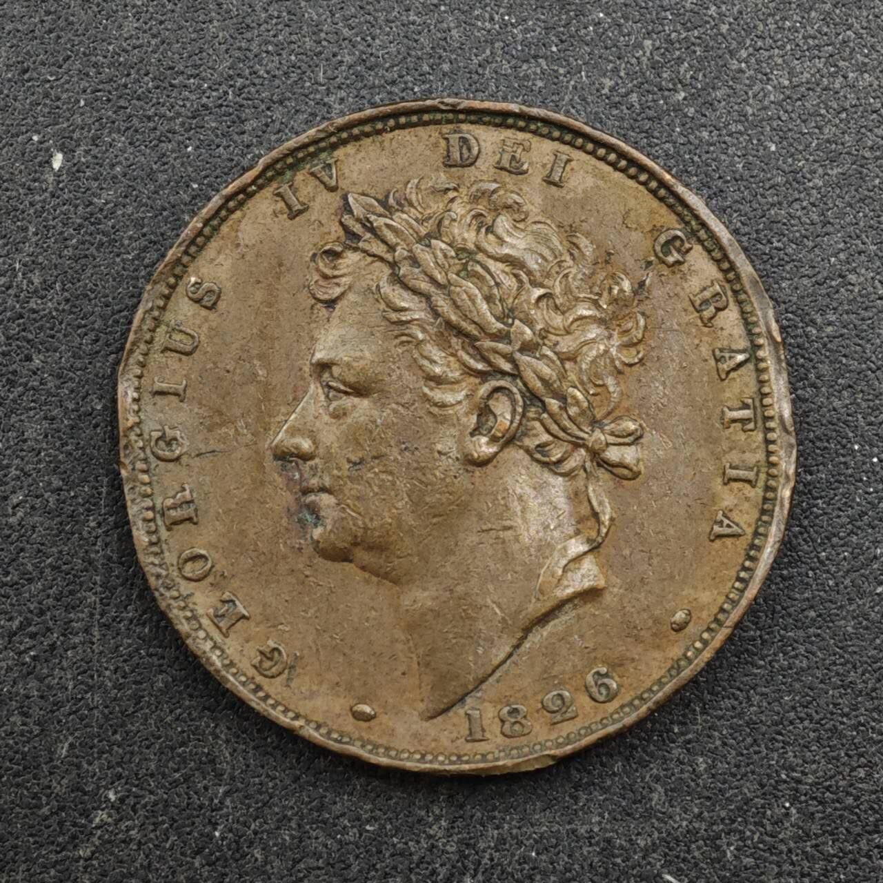 【淘币小摊】实时拍第八百四十四拍   散币场   满百包邮可预留二周 每周一统一发货   英国1826年乔治四世法新铜币