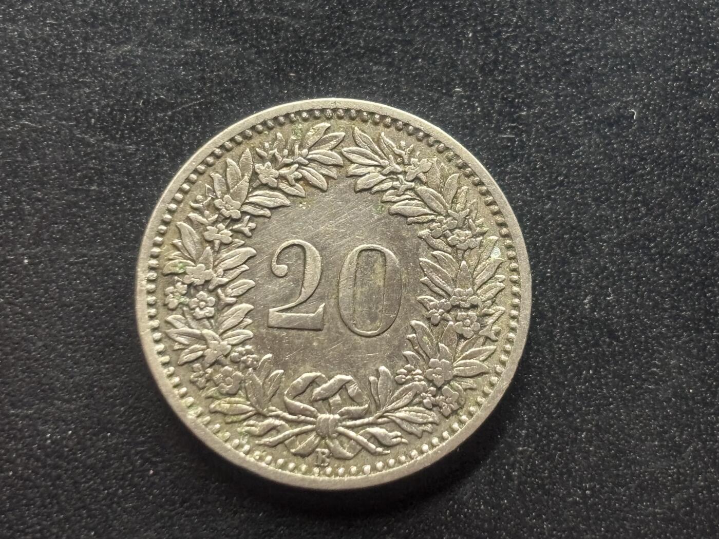 邮泉阁限时拍卖第三十九场 欧洲专场（硬币在国外。请付邮费6元。） 瑞士1901年20拉彭