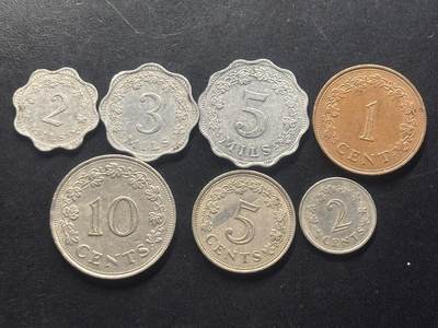 邮泉阁限时拍卖第三十九场 欧洲专场（硬币在国外。请付邮费6元。） - 马耳他第一版7枚