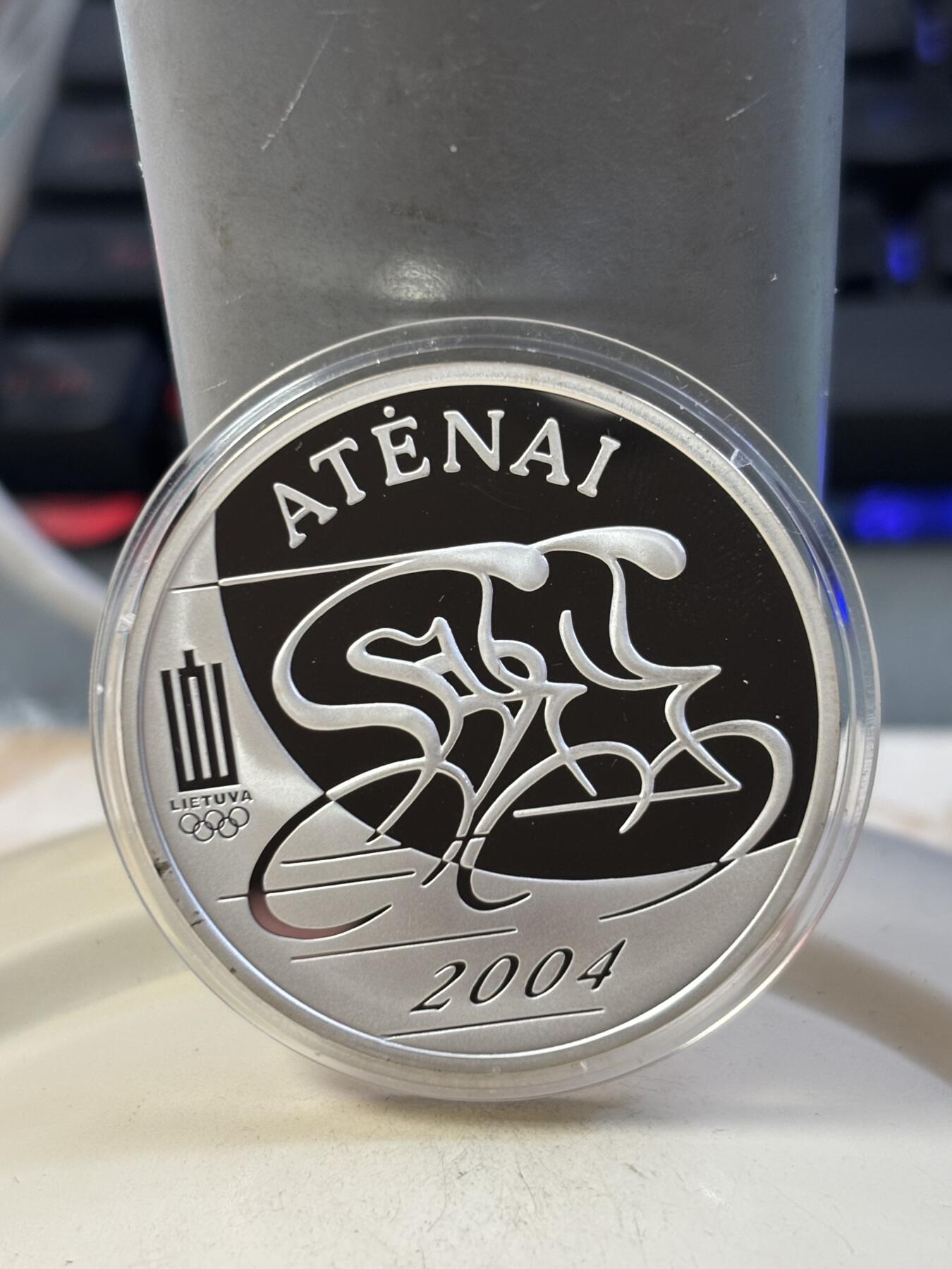 第187期拍卖 立陶宛2003年发行2004年雅典奥运自行车纪念银币，925银28.28克，发行2000枚