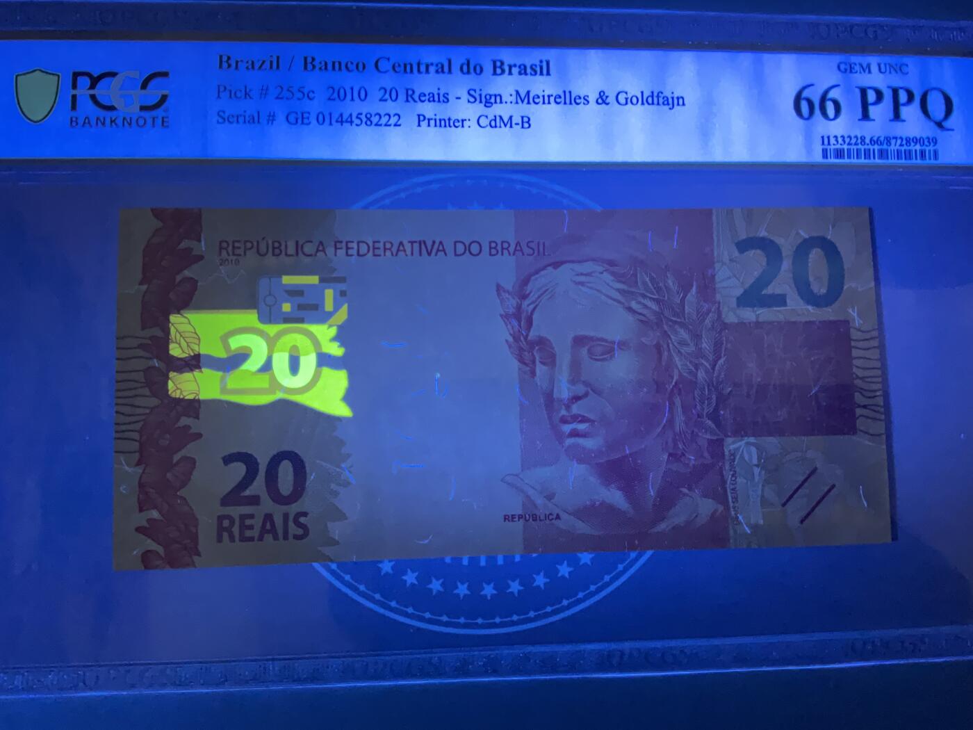 【礼羽收藏】🌏世界钱币拍卖第119期 美评PCGS-2010年巴西20雷亚尔豹子222靓号