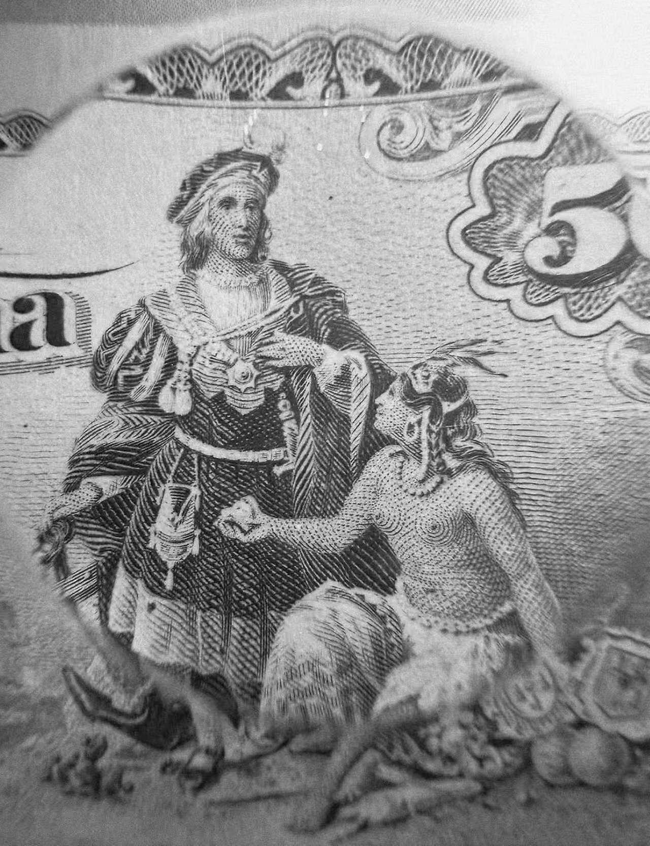 《外钞收藏家》第六百零一期（畅拍场）（本平台长期征集拍品、欢迎藏友们联系合作） 1992年 美国钞票公司(ABNC)印制 五十分雕刻版票样纪念卡 特别纪念哥伦布航行500周年 原版纸币1889年间由古巴哈瓦那西班牙银行(Banco Espanol de la Habana)发行流通