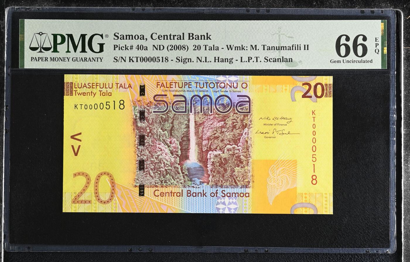 🐍甜小邱世界纸币收藏🐍第139期精品场💐 【KT首发冠518号+无347靓号+IBNS获奖钞】PMG66 萨摩亚 20塔拉 2008