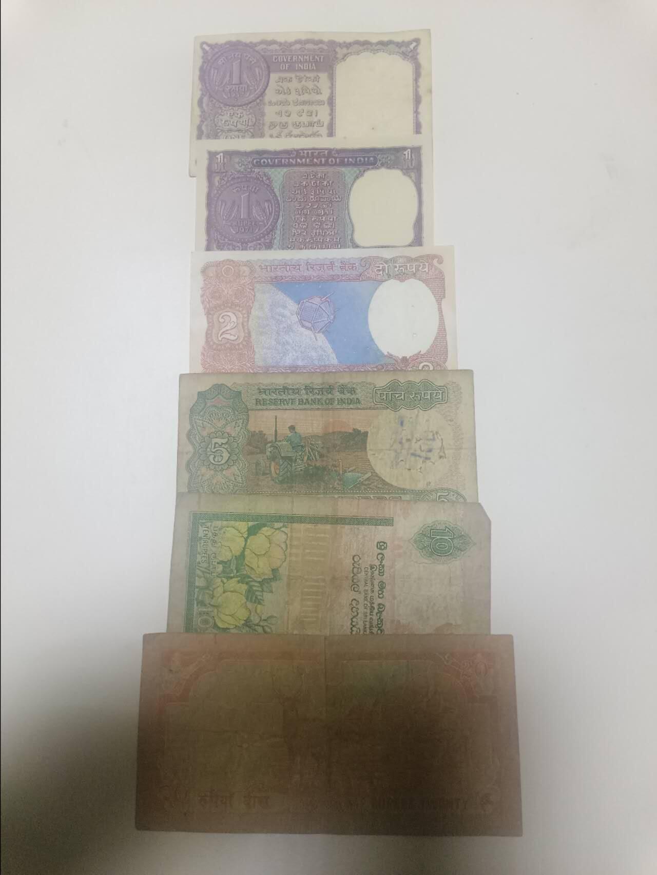 【20260113】非全新纸币和硬币第324场 亚洲国家6张纸币，有裂缝和字迹