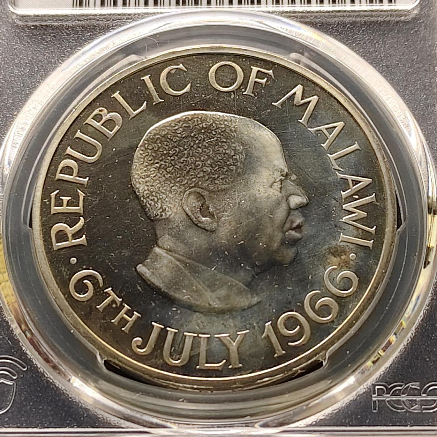 【全场包邮】纯粹捡漏拍493场 【收藏级·亚军分】马拉维1966年1克朗独立精制克朗型纪念币-PCGS PR66 CAM（更高分仅1枚）