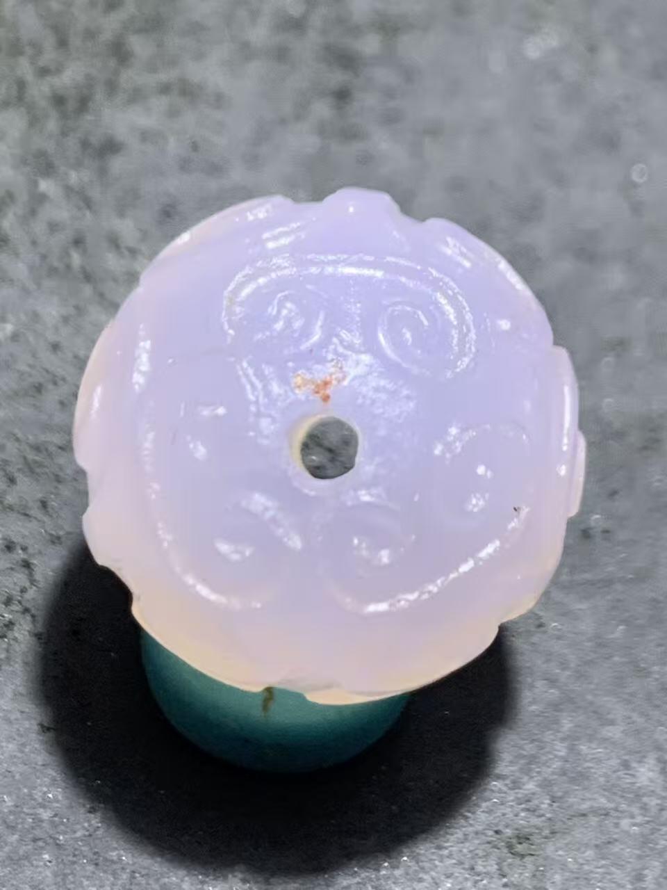 稀有紫罗兰高冰荧光润料玛瑙2.0随形回纹珠一颗