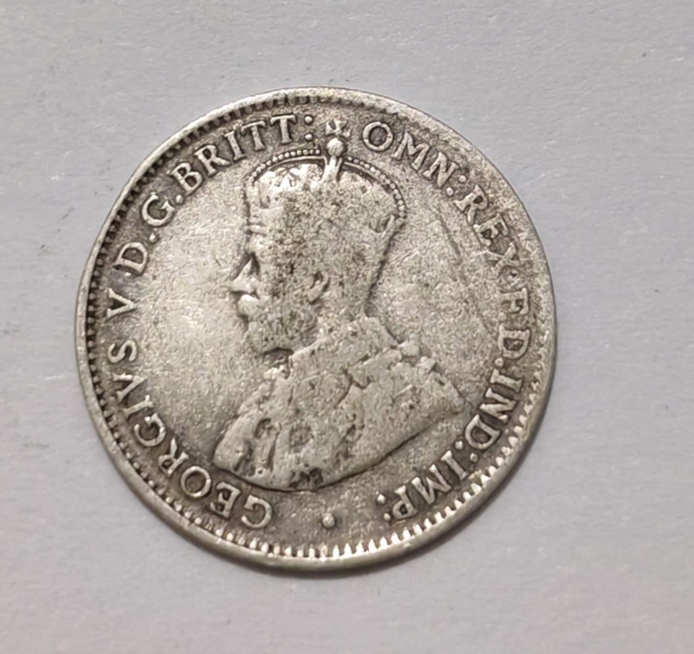 外国货币 1911年澳大利亚发行的3便士（Threepence）银币，92%银