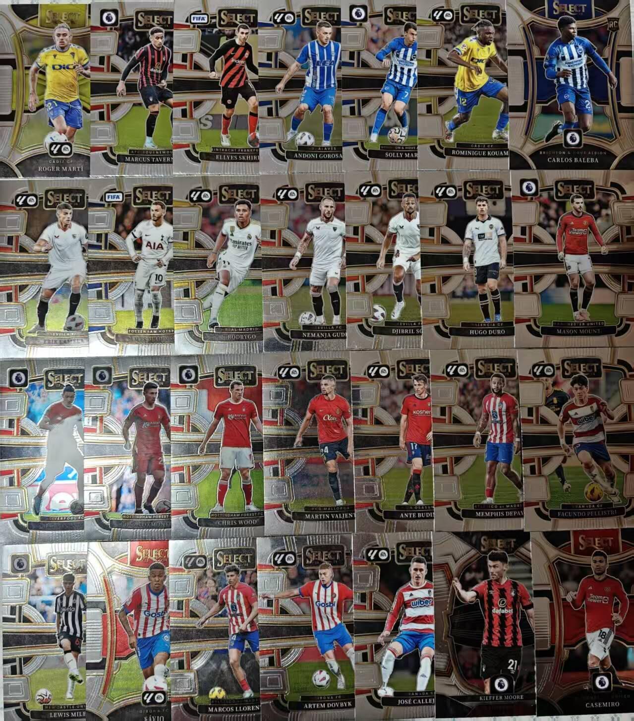 满200包邮！龙虎卡牌-七一场（满200元包邮，无佣金，每周六结拍，欢迎送拍） 28张不重复 折射卡 Panini Select 2023-24赛季英超系列