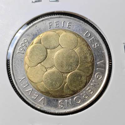 KK钱币收藏小铺  第399期  百期特拍（四拍之三）2月预留时间 周末发货 -   1999瑞士5法郎双色纪念币 