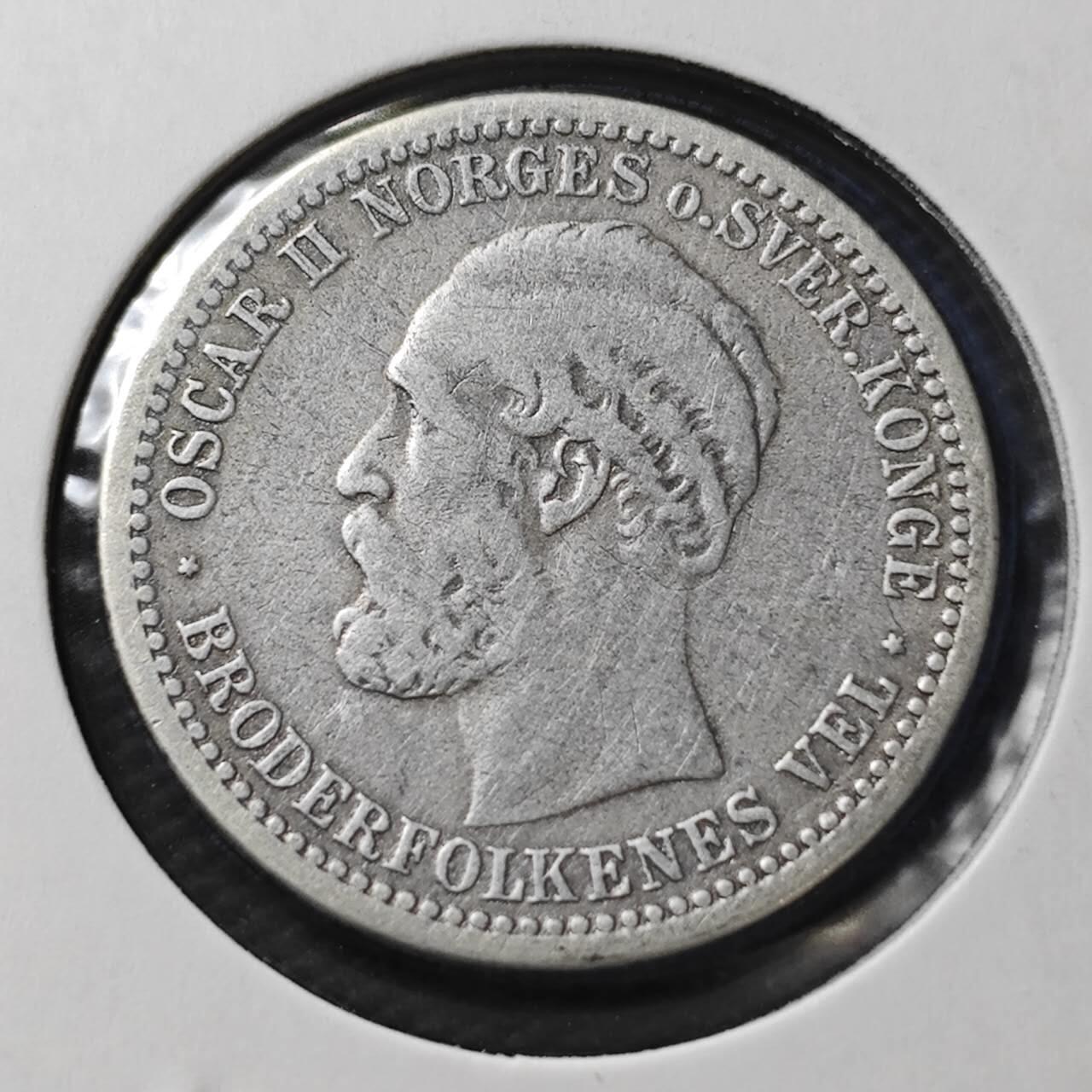 KK钱币收藏小铺  第399期  百期特拍（四拍之三）2月预留时间 周末发货  1898挪威50欧尔银币