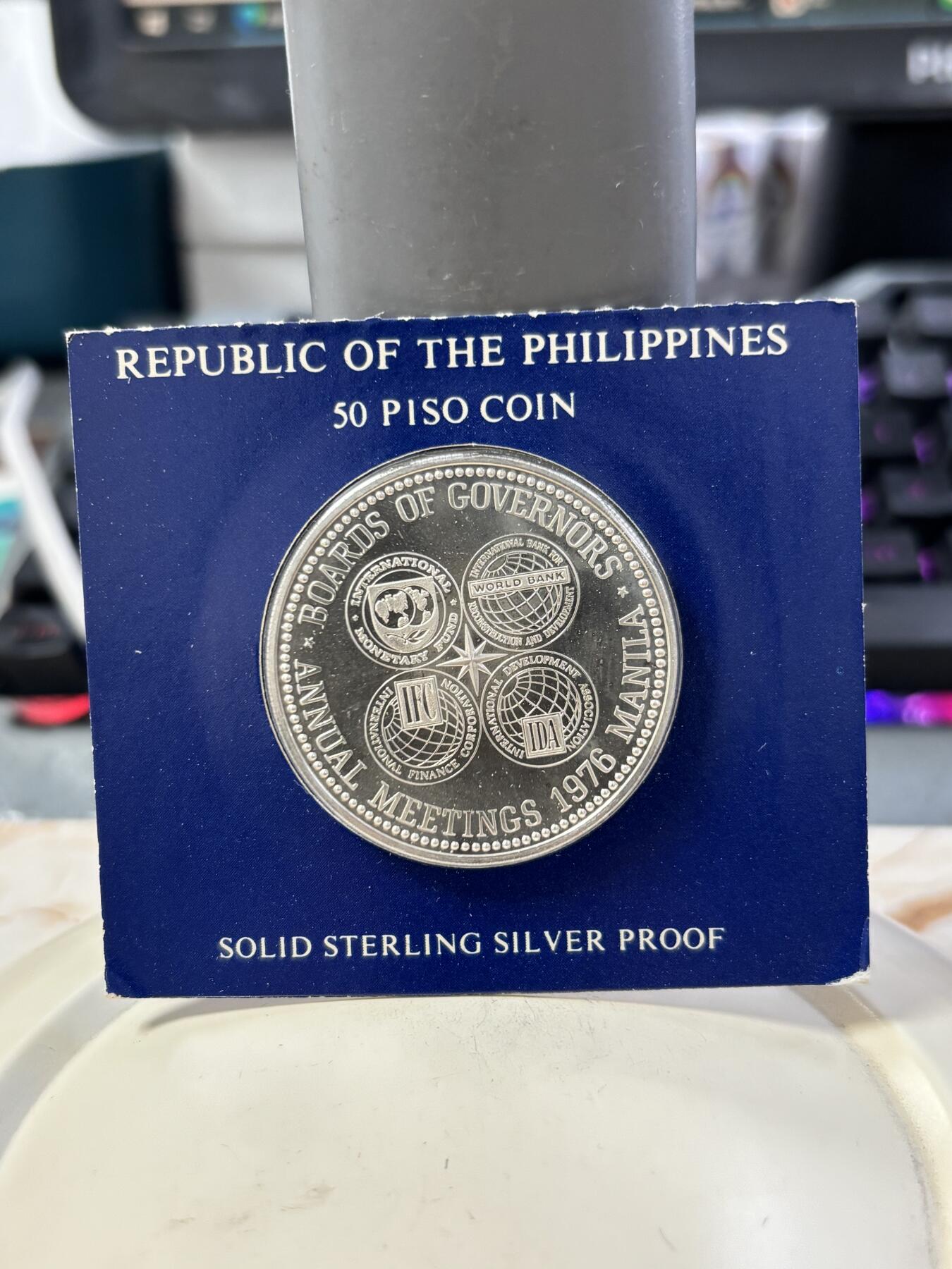 第187期拍卖 卡装菲律宾1976年50比索纪念银币，925银，27.4克