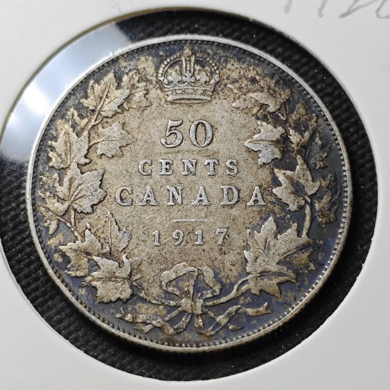 KK钱币收藏小铺  第399期  百期特拍（四拍之三）2月预留时间 周末发货  1917英属加拿大50分银币