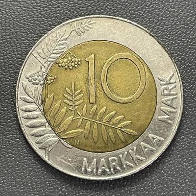 回流0110 - 芬兰1993年10马克双金属币 花楸树/松鸡