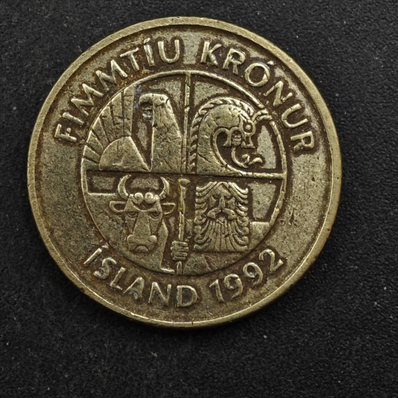 【淘币小摊】实时拍第八百四十四拍   散币场   满百包邮可预留二周 每周一统一发货   冰岛1992年50克朗铜币