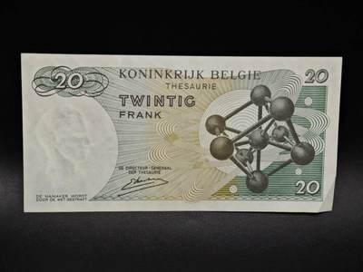 【淘币小摊】限时拍第八百四十五拍  纸币场  满百包邮可预留两周  周一统一发货  - 比利时1964年20法郎纸币【有折】