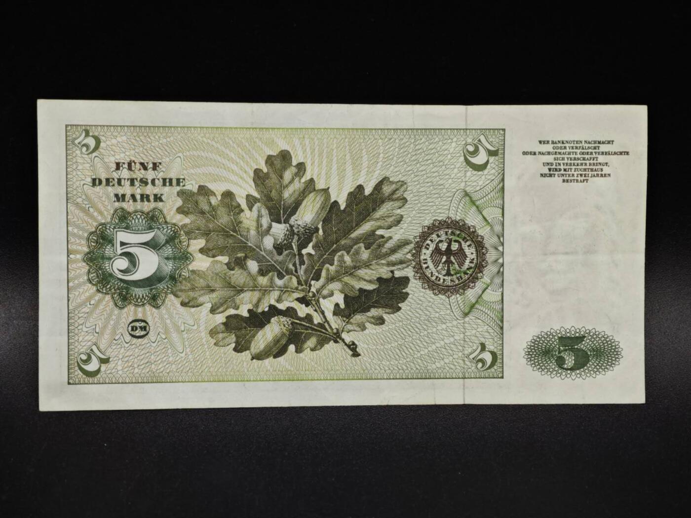 【淘币小摊】限时拍第八百四十五拍  纸币场  满百包邮可预留两周  周一统一发货  德国1960年5马克纸币【有折】