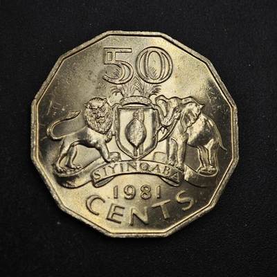 【淘币小摊】实时拍第八百四十四拍   散币场   满百包邮可预留二周 每周一统一发货   - 斯威士兰1981年50分镍币