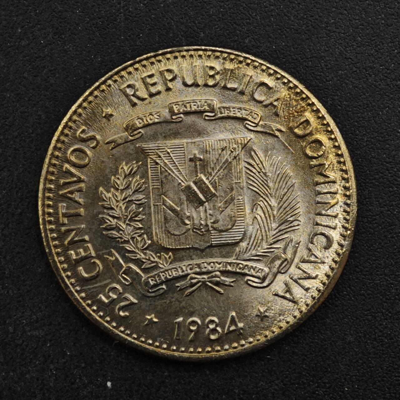 【淘币小摊】实时拍第八百四十四拍   散币场   满百包邮可预留二周 每周一统一发货   多米尼加1984年25分镍币