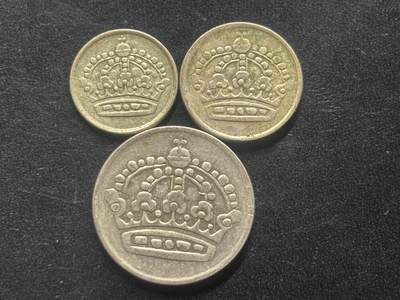 邮泉阁限时拍卖第三十九场 欧洲专场（硬币在国外。请付邮费6元。） 瑞典古斯塔夫六世阿道夫国王银币3枚