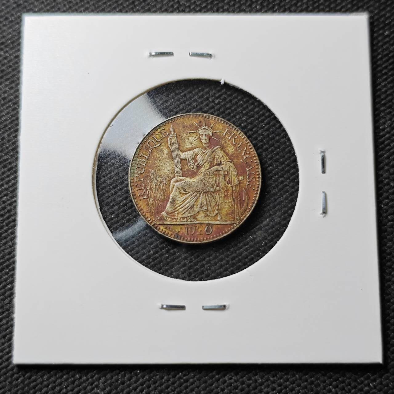 KK钱币收藏小铺  第399期  百期特拍（四拍之三）2月预留时间 周末发货 1920年法属印度支那10分银币 旧金山版 独年