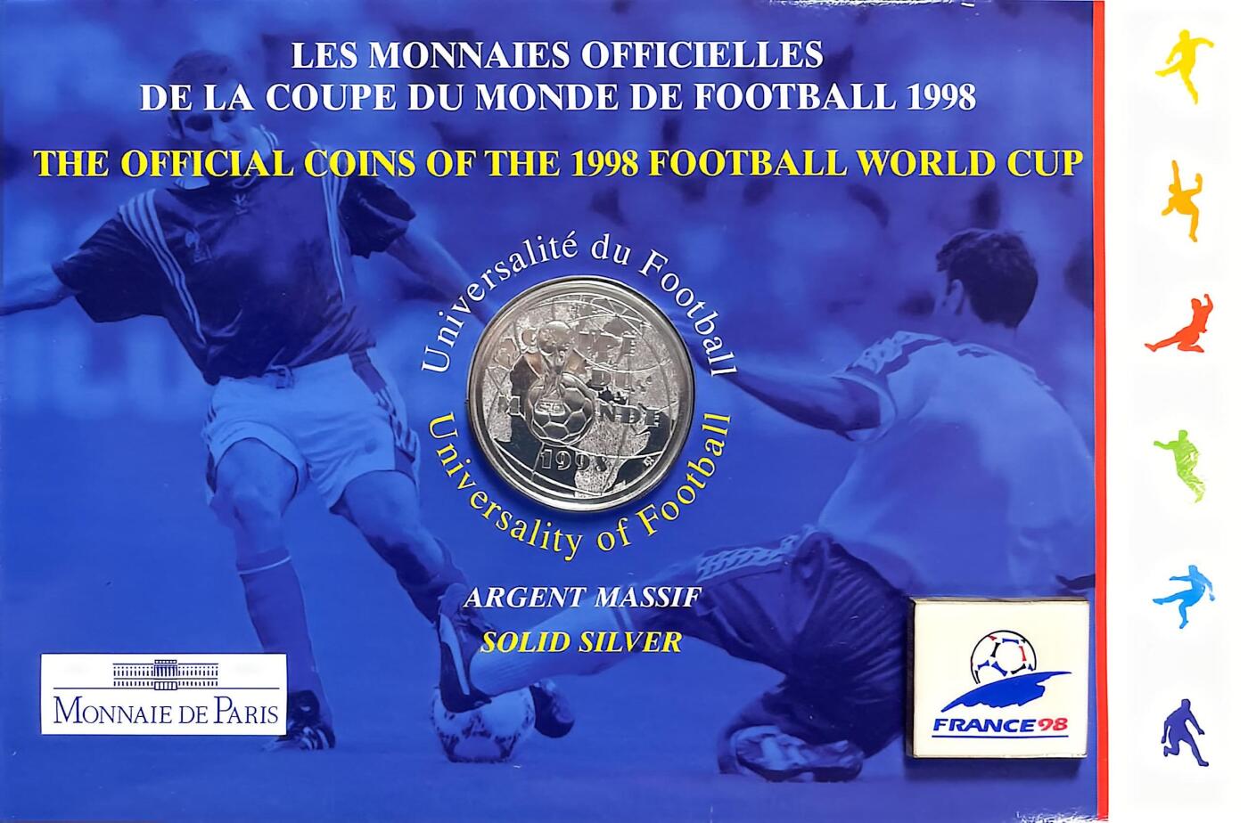 回流0110 法国1997年98世界杯足球赛1法郎纪念银币卡册 12克90%银25万枚