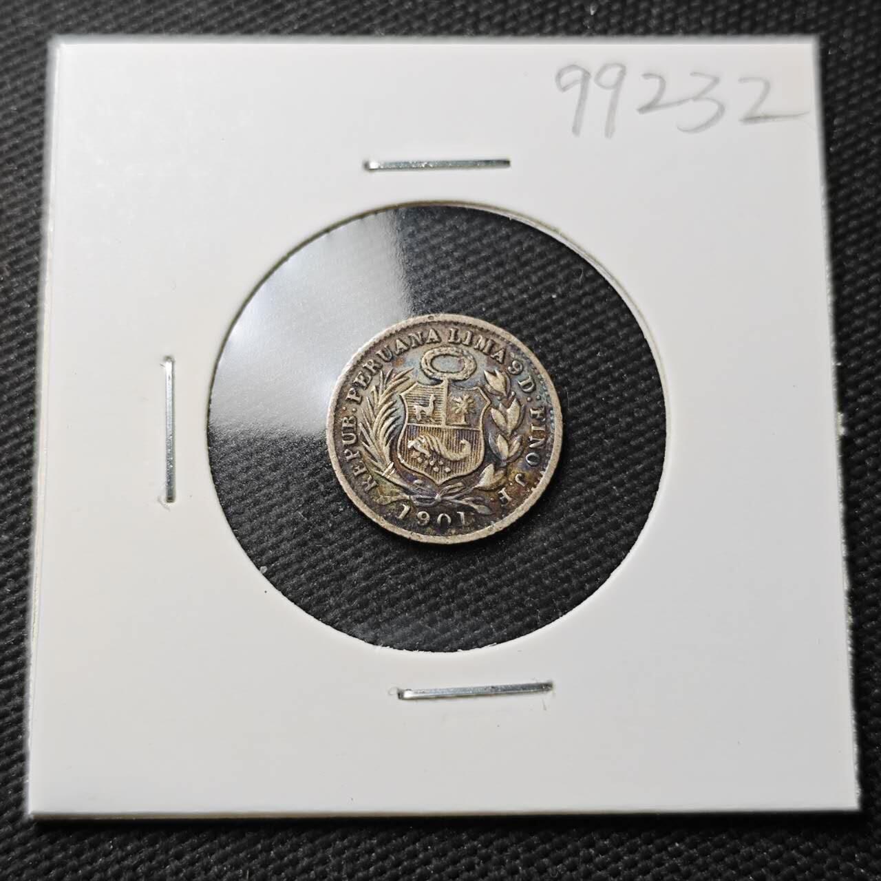 KK钱币收藏小铺  第399期  百期特拍（四拍之三）2月预留时间 周末发货  1901秘鲁1/2角银币