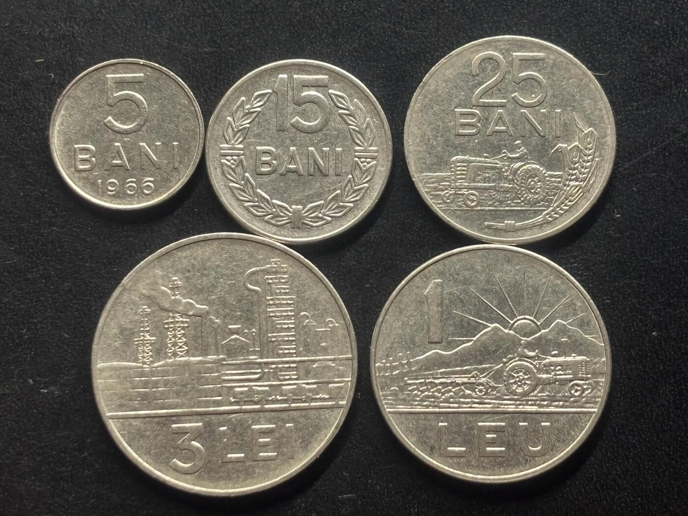 邮泉阁限时拍卖第三十九场 欧洲专场（硬币在国外。请付邮费6元。） 罗马尼亚1966年5枚