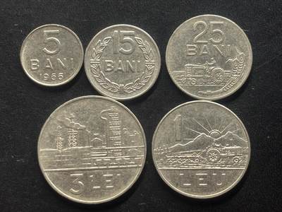 邮泉阁限时拍卖第三十九场 欧洲专场（硬币在国外。请付邮费6元。） - 罗马尼亚1966年5枚