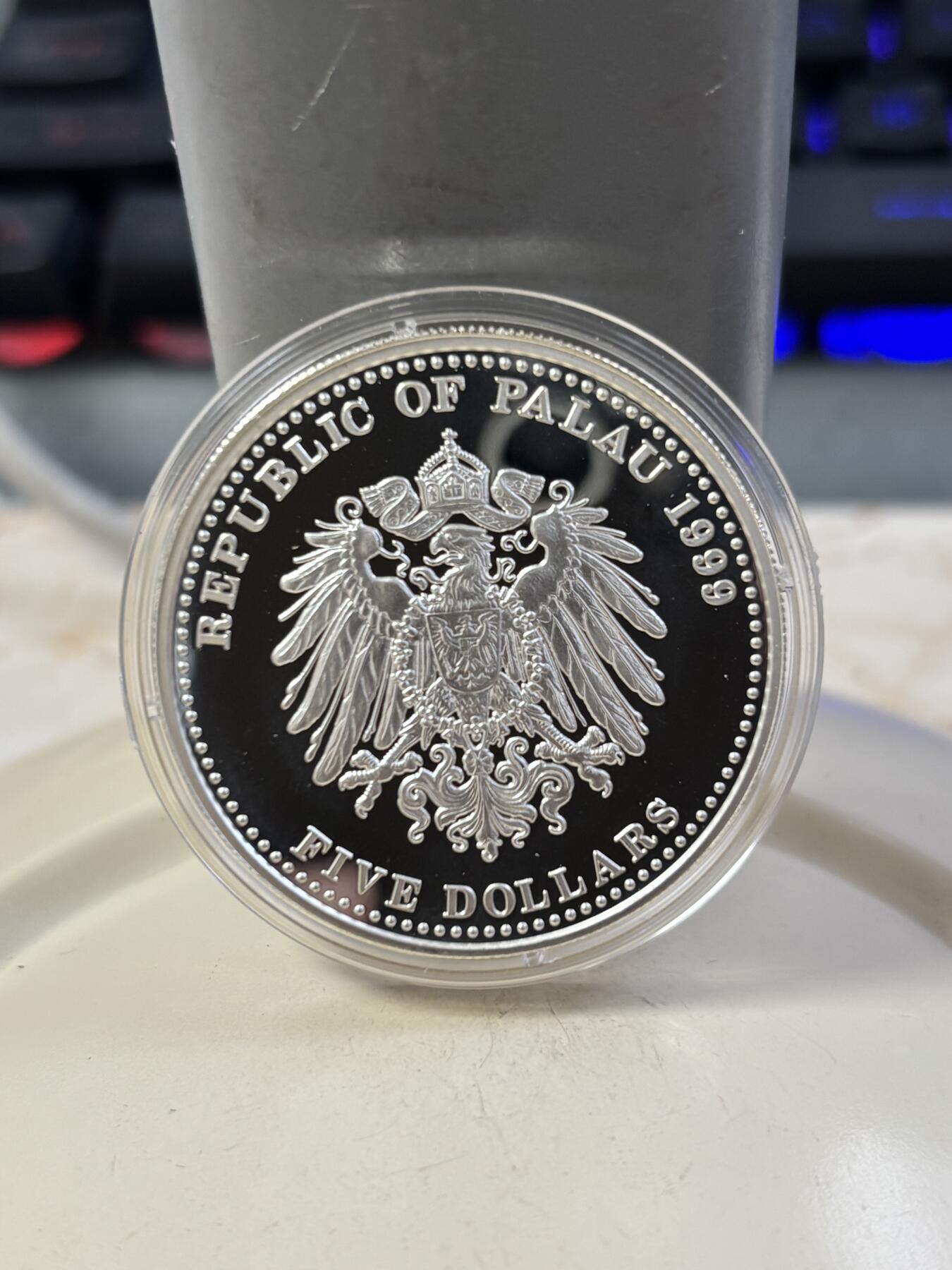 第187期拍卖 帕劳1999年德国百年系列德皇威廉二世精制纪念银币，925银，25克，发行5000枚，有氧化，