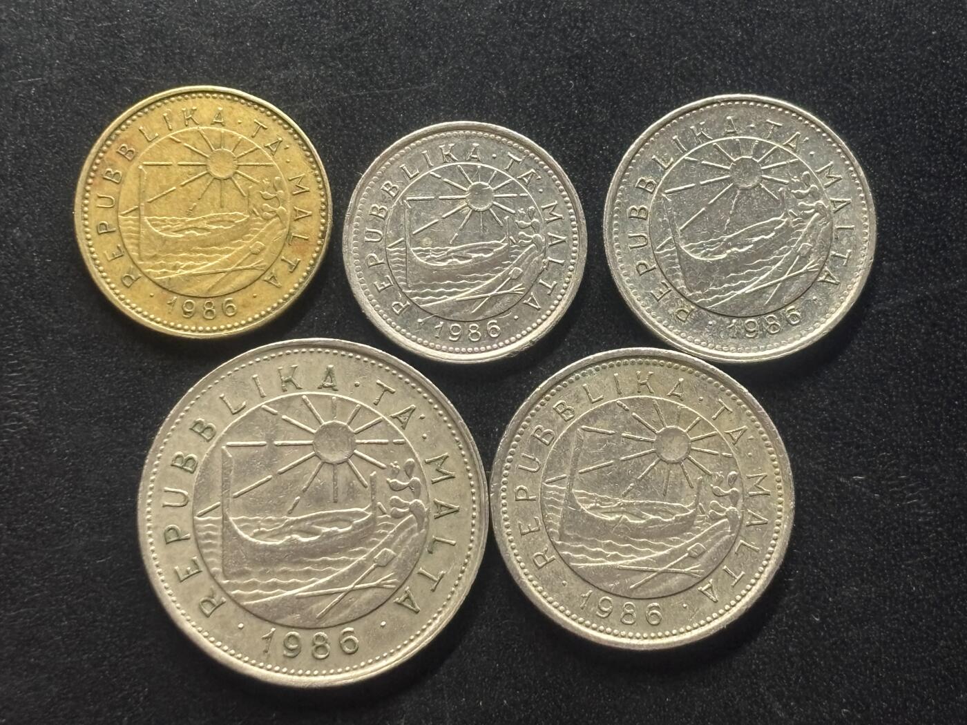 邮泉阁限时拍卖第三十九场 欧洲专场（硬币在国外。请付邮费6元。） 马耳他1986年5枚