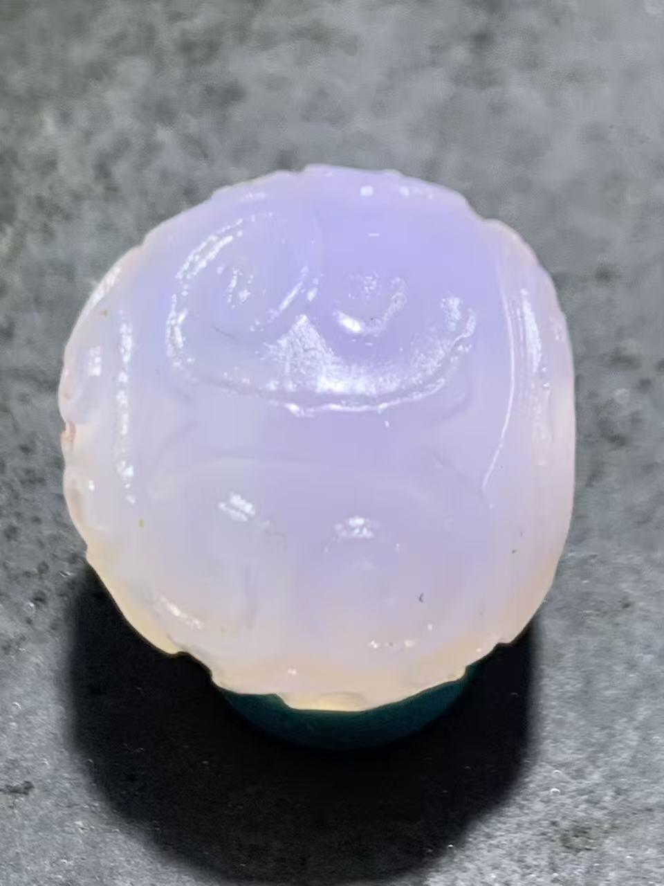 稀有紫罗兰高冰荧光润料玛瑙2.0随形回纹珠一颗