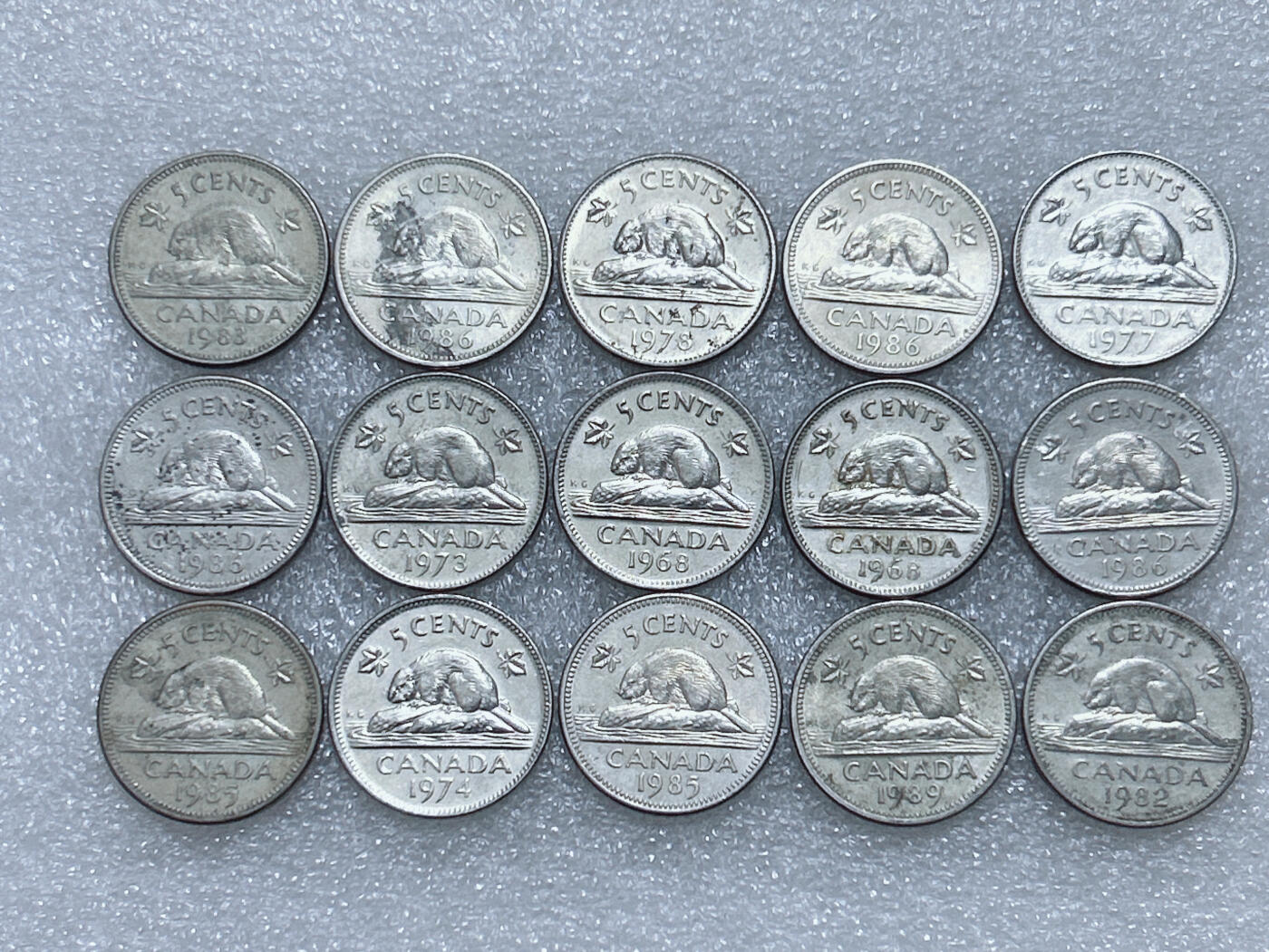 第一海外回流一元起拍收藏 散集专场  第289期 加拿大海狸版5分硬币 15枚