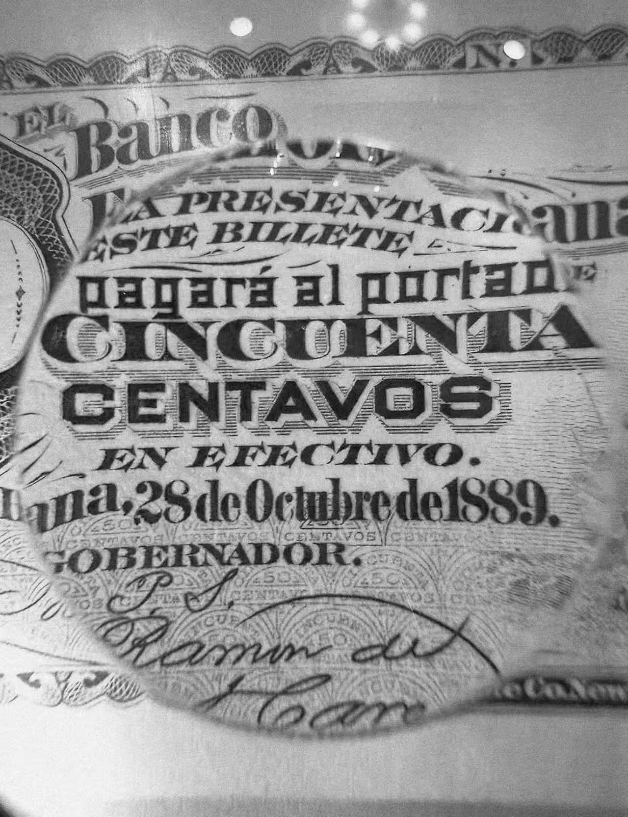 《外钞收藏家》第六百零一期（畅拍场）（本平台长期征集拍品、欢迎藏友们联系合作） 1992年 美国钞票公司(ABNC)印制 五十分雕刻版票样纪念卡 特别纪念哥伦布航行500周年 原版纸币1889年间由古巴哈瓦那西班牙银行(Banco Espanol de la Habana)发行流通