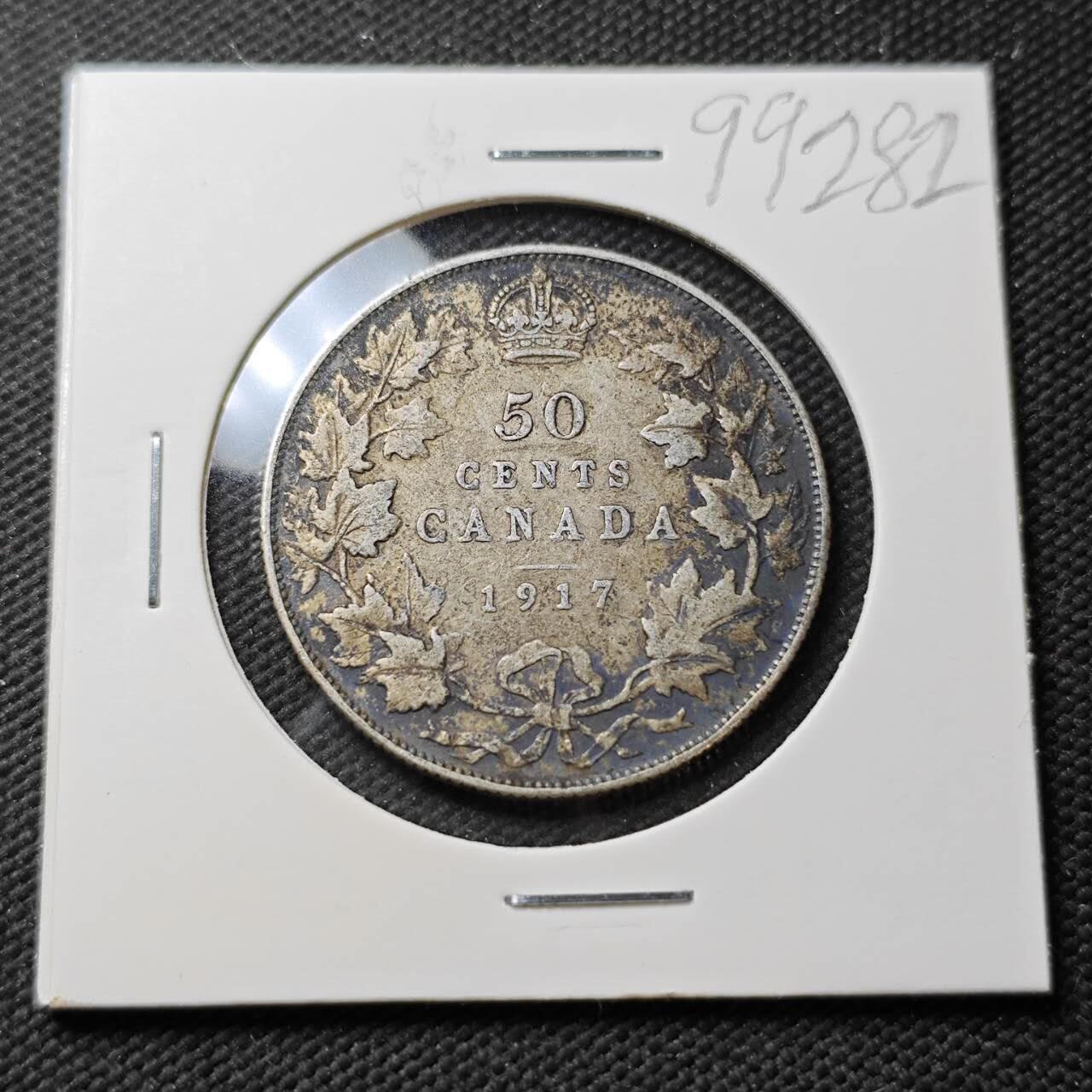 KK钱币收藏小铺  第399期  百期特拍（四拍之三）2月预留时间 周末发货  1917英属加拿大50分银币