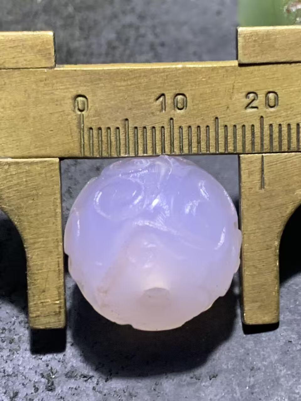 稀有紫罗兰高冰荧光润料玛瑙2.0随形回纹珠一颗