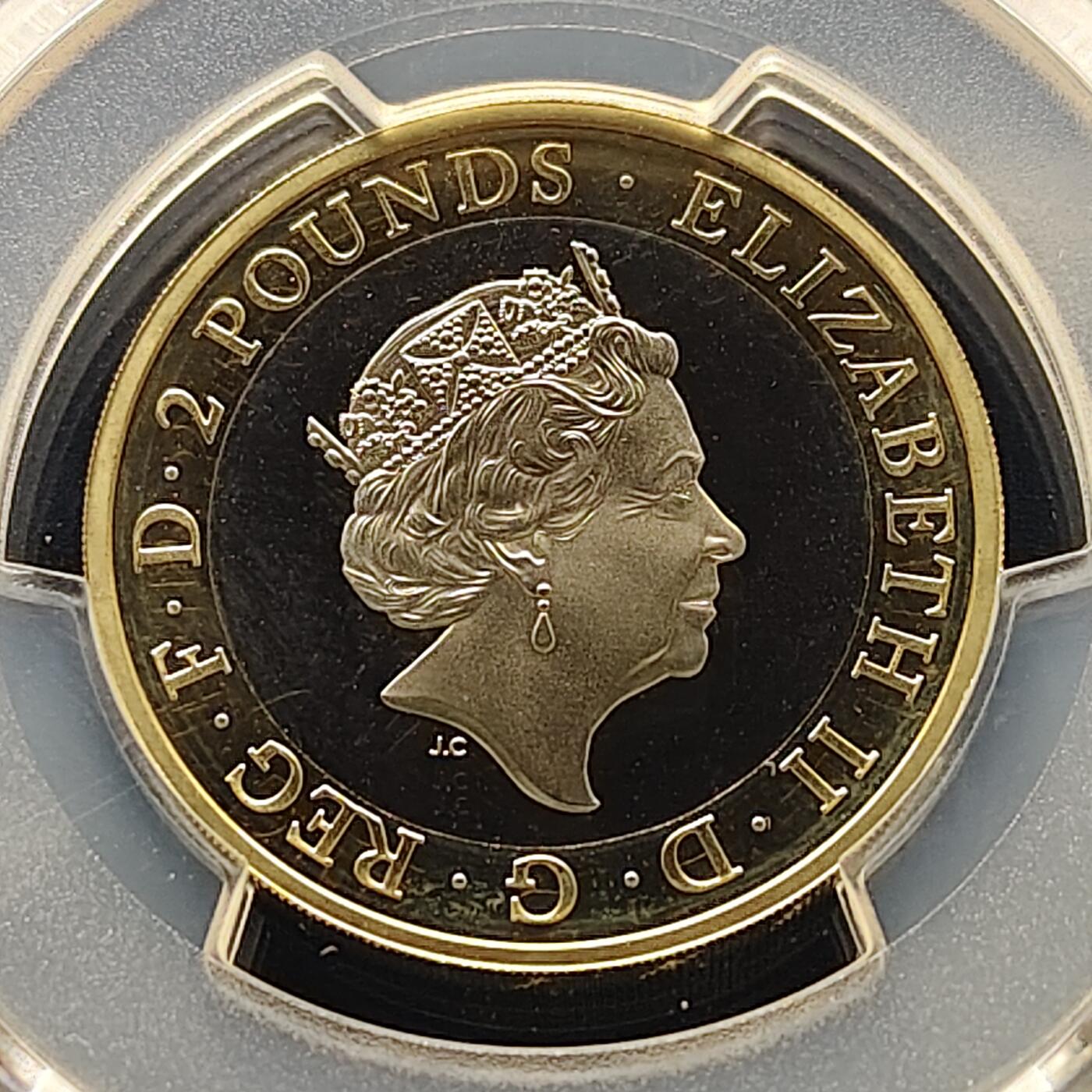 【全场包邮】纯粹捡漏拍493场 【收藏级·冠军分】英国2016年2镑莎士比亚文学系列历史剧精制双色纪念币-PCGS MS68（精制币错评为普制）