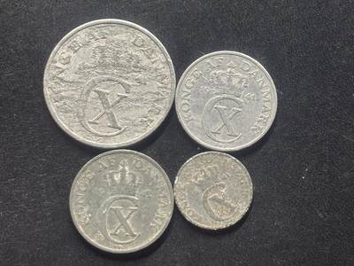 邮泉阁限时拍卖第三十九场 欧洲专场（硬币在国外。请付邮费6元。） 丹麦克里斯蒂安十世国王铝币4枚