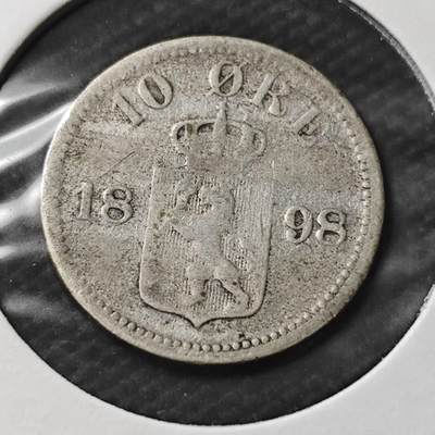 KK钱币收藏小铺  第399期  百期特拍（四拍之三）2月预留时间 周末发货 -  1898挪威10欧尔银币