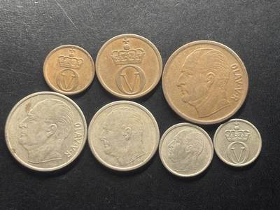 邮泉阁限时拍卖第三十九场 欧洲专场（硬币在国外。请付邮费6元。） 挪威奥拉夫五世国王7枚