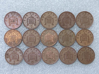 第一海外回流一元起拍收藏 散集专场  第290期 - 英国1便士硬币 15枚 高冠女王版