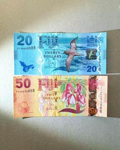 【Blue Auction】世界纸币精拍第774期——18级TOP拍卖/信誉/品质/专业/高效💫 - 【一组2张FFA首发冠888豹子号】斐济 20-50元 全新UNC