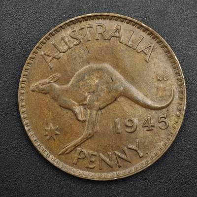 【淘币小摊】实时拍第八百四十八拍   散币银币场   满百包邮可预留二周 每周一统一发货   - 澳大利亚1945年乔治六世一便士铜币