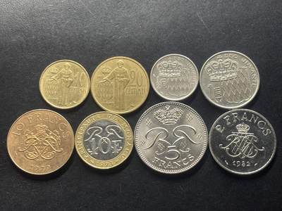 邮泉阁限时拍卖第三十九场 欧洲专场（硬币在国外。请付邮费6元。） - 摩纳哥8枚