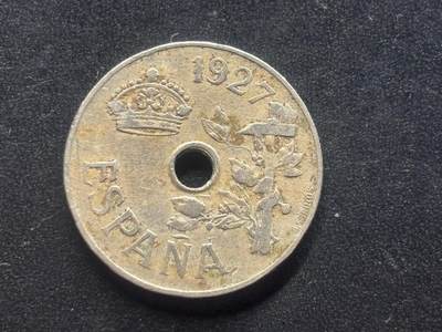 邮泉阁限时拍卖第三十九场 欧洲专场（硬币在国外。请付邮费6元。） - 西班牙阿方索十三世国王1927年25分