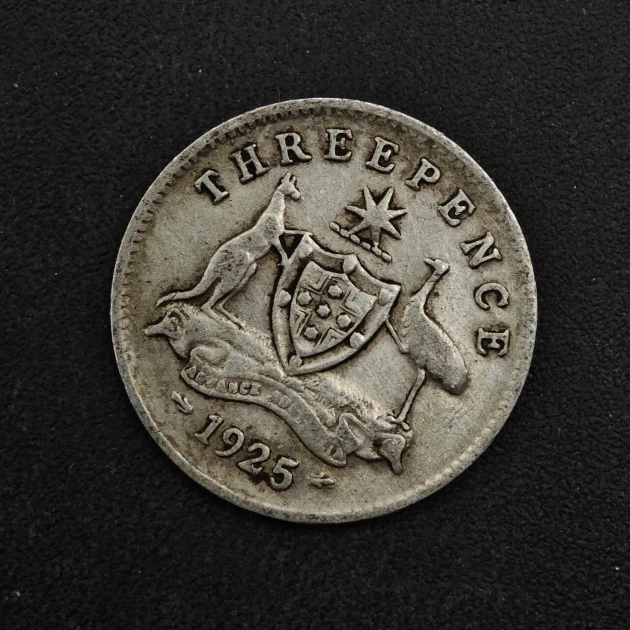 【淘币小摊】实时拍第八百四十八拍   散币银币场   满百包邮可预留二周 每周一统一发货   澳大利亚1925年乔治五世3便士银币