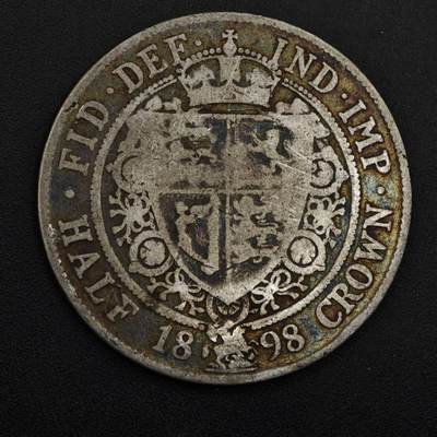【淘币小摊】实时拍第八百四十九拍   散币银币场   满百包邮可预留二周 每周一统一发货   - 英国1898年维多利亚半克朗银币