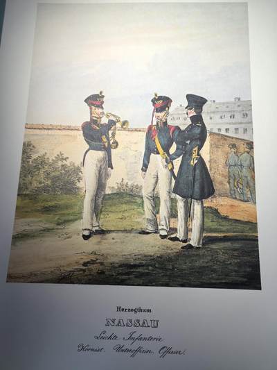 盛世勋华——号角文化勋章邮票专场拍卖第298期 - 大尺寸手绘图卡 黑森大公国轻步兵 大A4尺寸 翻印自1848年出版《德意志陆军》一书