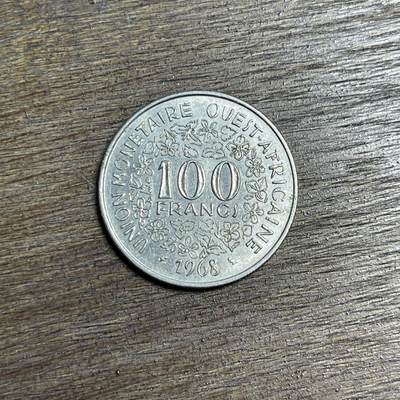 【铜匠收藏】★第137场★散币场。不寄存，30包邮。不满30元，支付5元运费。《接受代拍 代送NGC评级》 - 76【无寄存】1968 西非 100法郎 