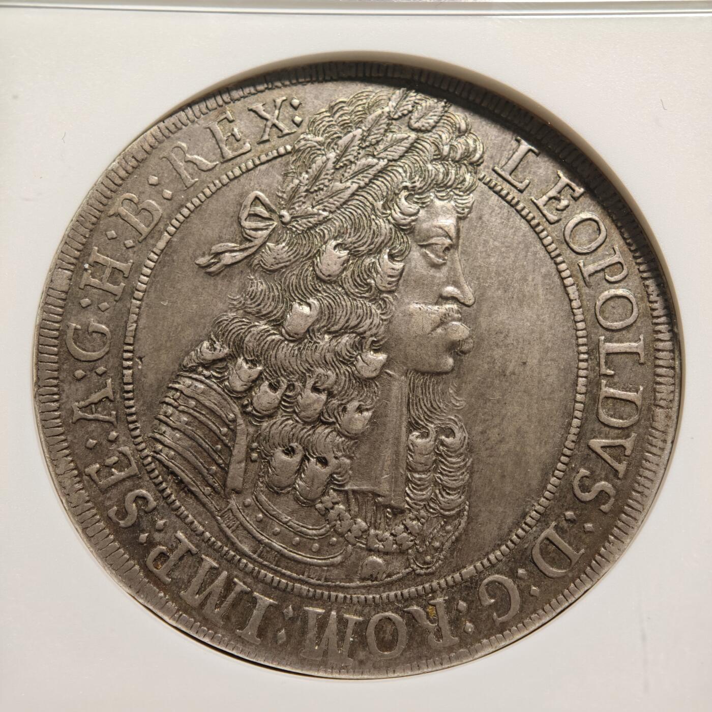 【德藏】世界币章拍卖第161期 1695年 神圣罗马帝国利奥波德一世老泰勒大银币 原味包浆 NGC AU55